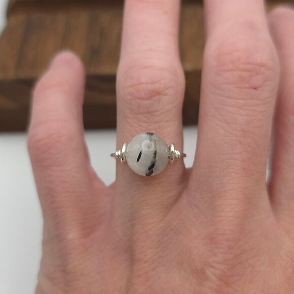 Jewelry - Size 6 Sterling Silver Handmade Spinning Rutilated Quartz Ring A399